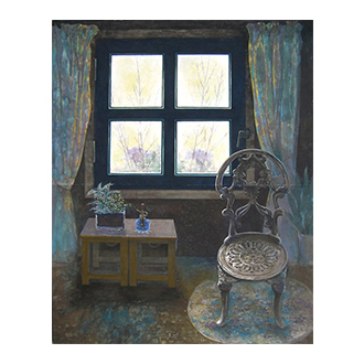 『　窓　』<br>麻紙・岩絵具・アクリル<br>227.3×181.8 ㎝