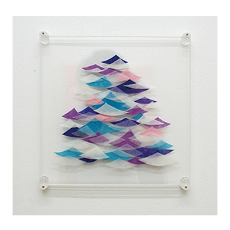 『　wave　』<br>アクリル板・石州紙・典具帖紙・アクリル<br> 25.0×25.0×1.0 ㎝